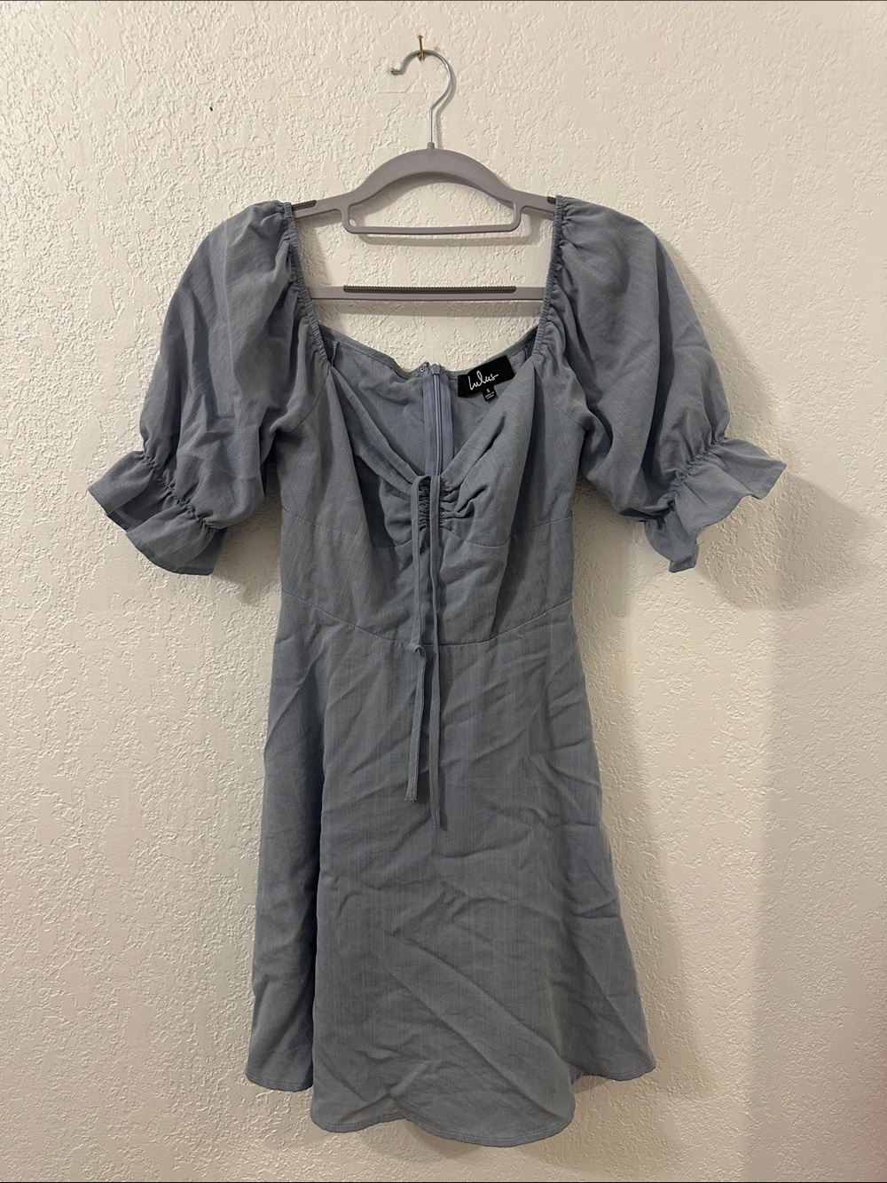 Lulu's Light Blue Puff-Sleeve Mini Dress